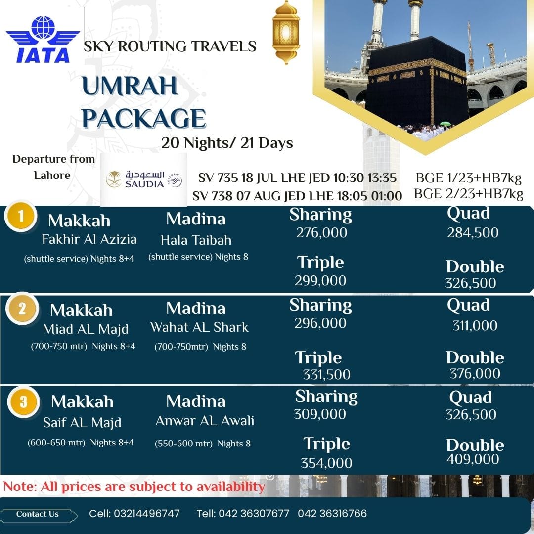 20 Nights 21 Days Umrah Package